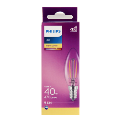 Philips LED filament kaars 40W E14 box